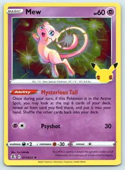 Mew 011/025 Holo Rare Celebrations Pokemon 2021 NM - Image 1