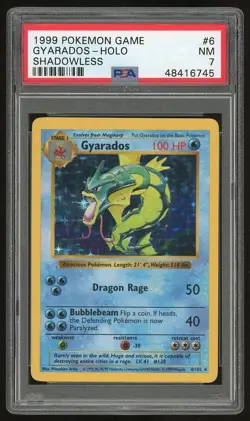 1999 Pokemon Shadowless Gyarados Holo #6 PSA 7 - Image 1
