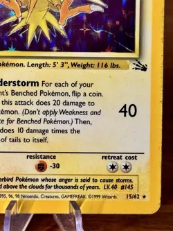 Zapdos 15/62 Holo Rare Fossil Pokemon Unlimited Holofoil MP - Image 4