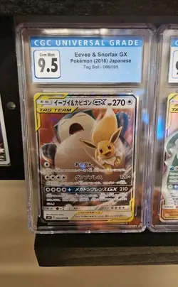 Pokemon Eevee & Snorlax Tag Team GX 066/095 From Tag Bolt CGC Gem Mint 9.5 - Image 1