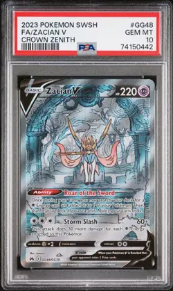 Pokemon Crown Zenith Zacian v GG48/GG70 Full Art Ultra Rare PSA 10 - Image 1