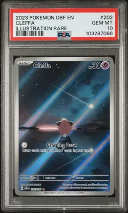 2023 POKEMON OBF EN-OBSIDIAN FLAMES ILLUSTRATION RARE #202 CLEFFA PSA 10 - Image 1