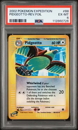2002 POKEMON EXPEDITION #88 PIDGEOTTO-REVERSE FOIL PSA 6 - Image 1