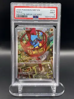 2025 POKEMON MEP EN-ME BLACK STAR PROMO #010 RIOLU PSA 9 - Image 1