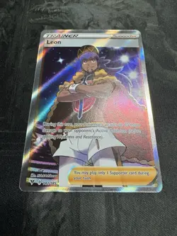 2020 Pokemon TCG Leon 182/185 Vivid Voltage Full Art Holo Ultra Rare NM-M - Image 2