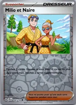 Carte Pokemon Dresseur Milio et Naire 142/159 Reverse - 2025 - Image 1