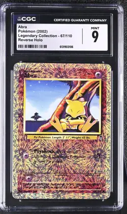 CGC 9 MINT Abra 67/110 Legendary (collection) Reverse Holo Pokemon Card - Image 1