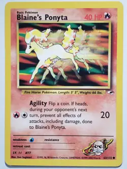 Blaine's Ponyta 93/132 VLP - Gym Heroes Pokemon Card - $2 Combined Shipping - Image 1