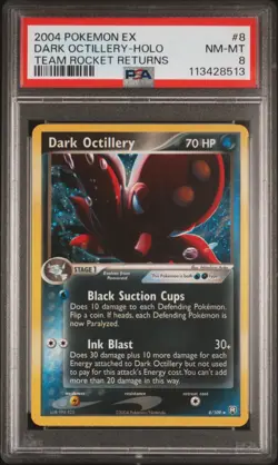 2004 POKEMON EX TEAM ROCKET RETURNS #8 DARK OCTILLERY-HOLO PSA 8 - Image 1
