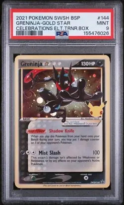 PSA 9 Greninja Gold Star SWSH144 Black Star Promo Celebrations Pokemon New Cert - Image 1