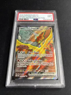 Pokemon 2025 Destined Rivals Team Rocket’s Moltres Ex UPC DR Stamped #208 PSA 9 - Image 1