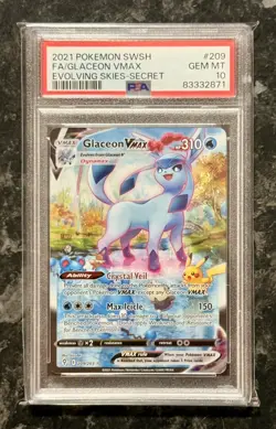 Pokemon Evolving Skies Glaceon Vmax Alt Art 209/203 PSA 10 - Image 1