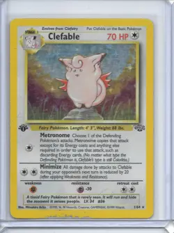 Pokemon TCG Clefable Jungle 1/64 1st Edition Holo Rare 70 HP 1999 Wizards - Image 1