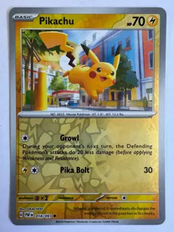 Pokemon TCG PAF Paldean Fates 018/091 Pikachu Reverse Holo - Image 1