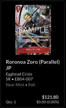 Roronoa Zoro (Alt Art) EB04-007 SR - Egghead Crisis Japanese One Piece - Image 4