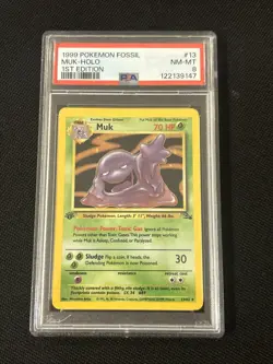 Pokemon Muk 13/62 (1st Edition) Holo *PSA 8* Freshly Graded Card - Image 1