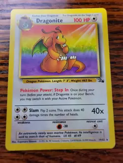 MP Dragonite Rare - 19/62 Unlimited Fossil Pokemon Card - Image 1