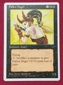 Magic The Gathering CHRONICLES FALLEN ANGEL black card MTG - Image 1