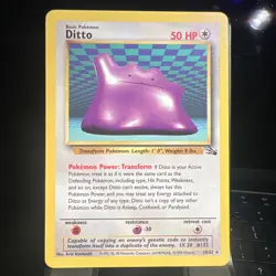 Pokemon TCG Ditto 18/62 LP Unlimited Non-Holo Rare Fossil Card - Image 1