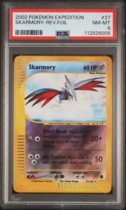 2002 POKEMON EXPEDITION #27 SKARMORY-REVERSE FOIL PSA 8 - Image 1