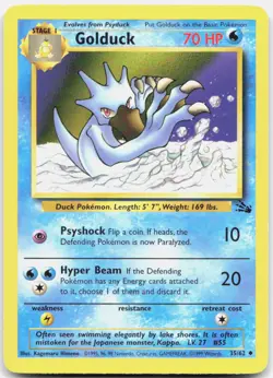 Pokemon TCG Golduck Unlimited Uncommon Fossil 35/62 LP - Image 1