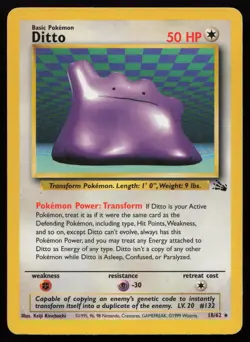 Ditto 18/62 Unlimited Rare Fossil Pokemon English MP - Image 1