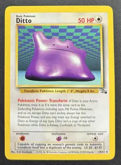 Ditto 18/62 Rare Pokemon 1999 Fossil - LP - Image 1