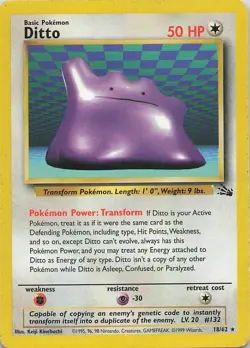 Ditto 18/62 Rare Fossil Pokemon Unlimited Moderately Played - Image 1