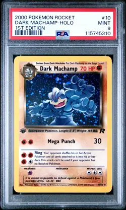 PSA 9 DARK MACHAMP 10/82 | Rocket 1st Edition WOTC HoloPokemon Card - Image 1