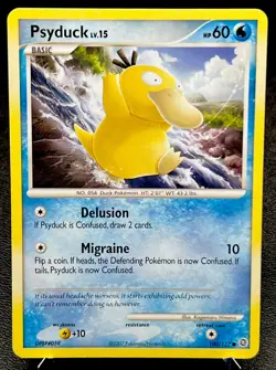 Psyduck 100/132 MP+ Non Holo Cool Blue Sky White Cloud Pokemon Card! - Image 1