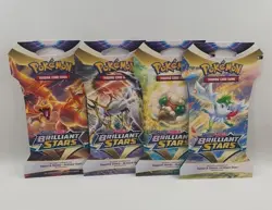 Pokemon TCG Brilliant Stars Sleeved Blister Booster Art Set (4 Packs) - Image 1