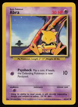 ABRA 43/102 COMMON BASE SET UNLIMITED POKEMON LP - Image 1