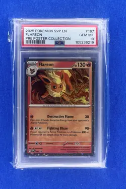 FLAREON 2025 POKEMON SVP EN #167 PRE POSTER COLLECTION PSA 10 GEM MINT - Image 1