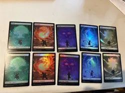 2 x mtg full art foil basic land set, 10 cards, Secrets of Strixhaven, unplayed - Image 1