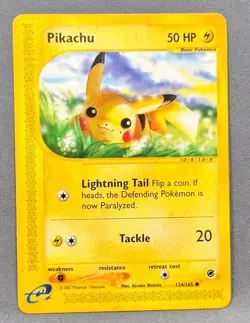 HP Pikachu 124/165 Common Expedition Base Set Pokemon Atsuko Nishida eReader - Image 1