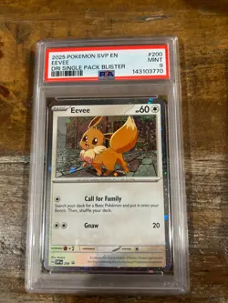 Pokemon 2025 2 SVP EN Destined Rivals Single Pack Blister Promo EEVEE #200 PSA 9 - Image 1