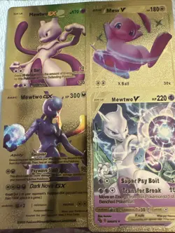 Pokemon 4 V Vmax Gx Gold Foil 🔥Fan Art🔥set NM - Image 1