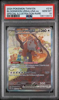 2024 POKEMON TWM EN-TWILIGHT MASQUERADE #216 BLOODMOON URSALUNA EX PSA 10 - Image 1