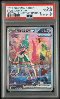 2023 POKEMON PAR EN-PARADOX RIFT #249 IRON VALIANT EX PSA 10 - Image 1