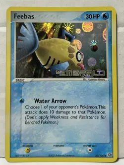 2005 Pokemon TGC Rare EX Emerald Stamped Reverse Holo. Feebas #50/106 Near Mint - Image 1