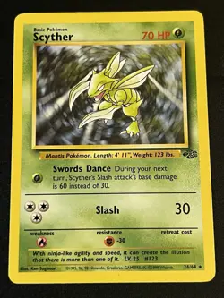 Scyther 26/64 Jungle Unlimited Non Holo Rare Vintage Pokemon TCG Card - Image 1