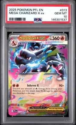 2025 Pokemon Phantasmal Flames #013 - Mega Charizard X ex 013/094 - PSA 10 - Image 1