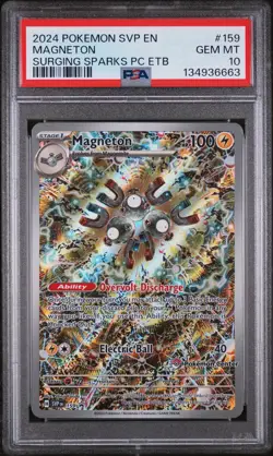2024 POKEMON SURGING SPARKS POKEMON CENTER ETB PROMO SVP #159 MAGNETON PSA 10 - Image 1