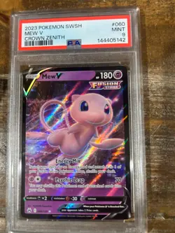 POKEMON 2023 Crown Zenith MEW V #060 PSA 9 Mint RARE 2 - Image 1