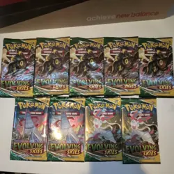 Pokemon TCG Evolving Skies Booster Packs *9 SEALED PACKS* Umbreon,rayquaza,nine - Image 1