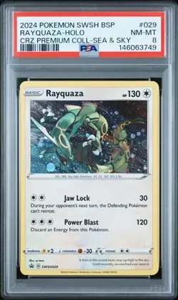 2024 POKEMON SWSH PROMO CROWN ZENITH PREMIUM COLLECTION #029 RAYQUAZA-HOLO PSA 8 - Image 1