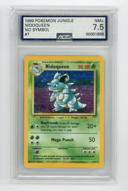 1999 Pokemon Jungle Nidoqueen Holo No Symbol Error #7 AGS 7.5 NM+ - Image 1
