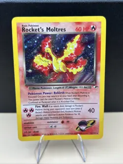 Pokemon TCG Rocket’s Moltres Holo Rare Card 12/132 Gym Heroes Unlimited - Image 1