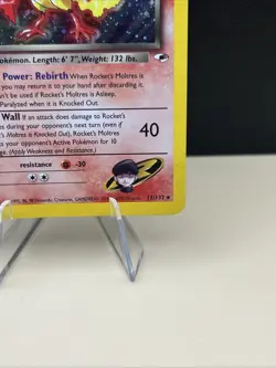 Pokemon TCG Rocket’s Moltres Holo Rare Card 12/132 Gym Heroes Unlimited - Image 4