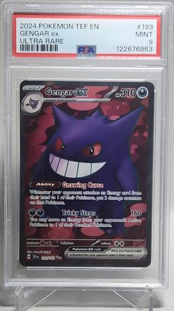 Pokemon Gengar ex Ultra Rare Holo PSA 9 193/162 SV05 Temporal Forces 2024 - Image 1